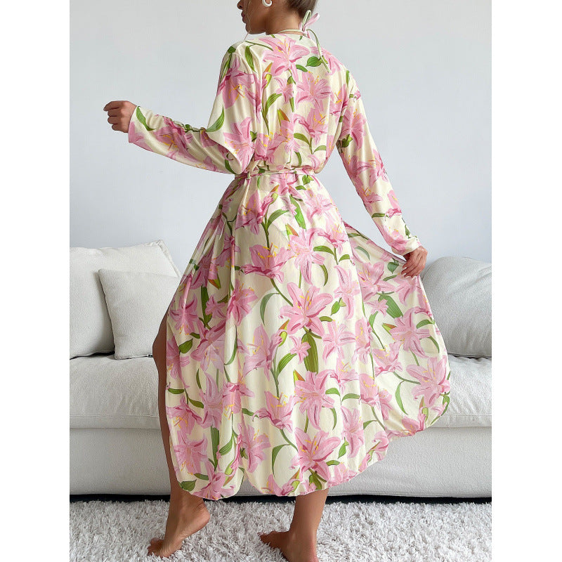 Damen Strandkleid mit floralem Muster und lässigem Schnitt WW