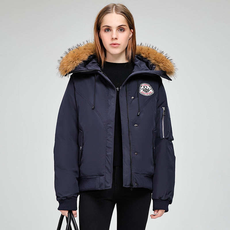 Damen Sportliche Pufferjacke mit abnehmbarem Kunstfellkragen und praktischen Taschen WW