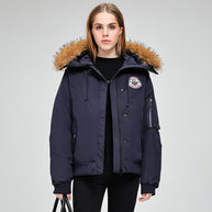 Damen Sportliche Pufferjacke mit abnehmbarem Kunstfellkragen und praktischen Taschen WW