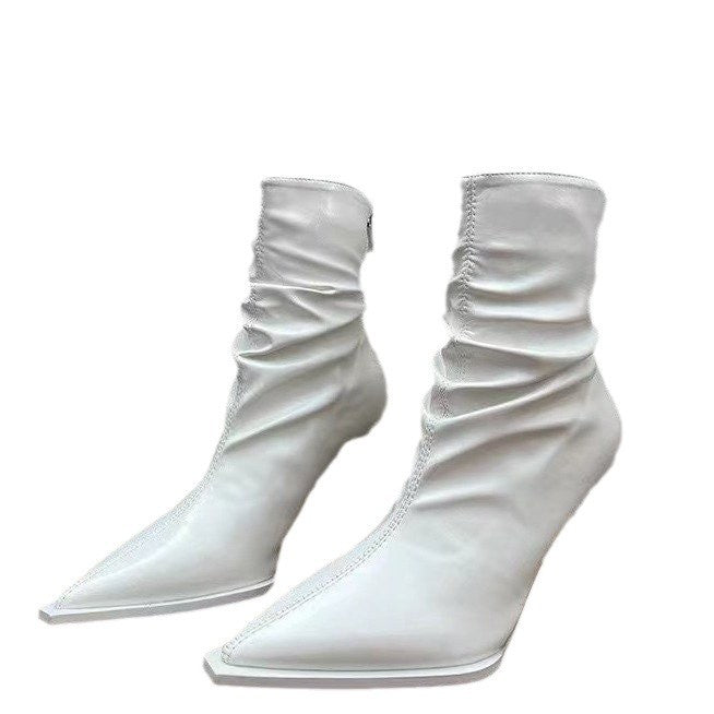 Damen elegante Stiefeletten mit spitzem Zehenbereich und lässigem Schlupfdesign W&W