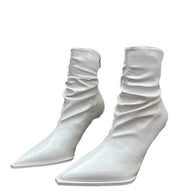 Damen elegante Stiefeletten mit spitzem Zehenbereich und lässigem Schlupfdesign W&W