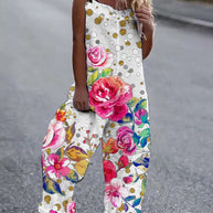 WW | Große Blumenmuster Leichte Stoff Latzhose