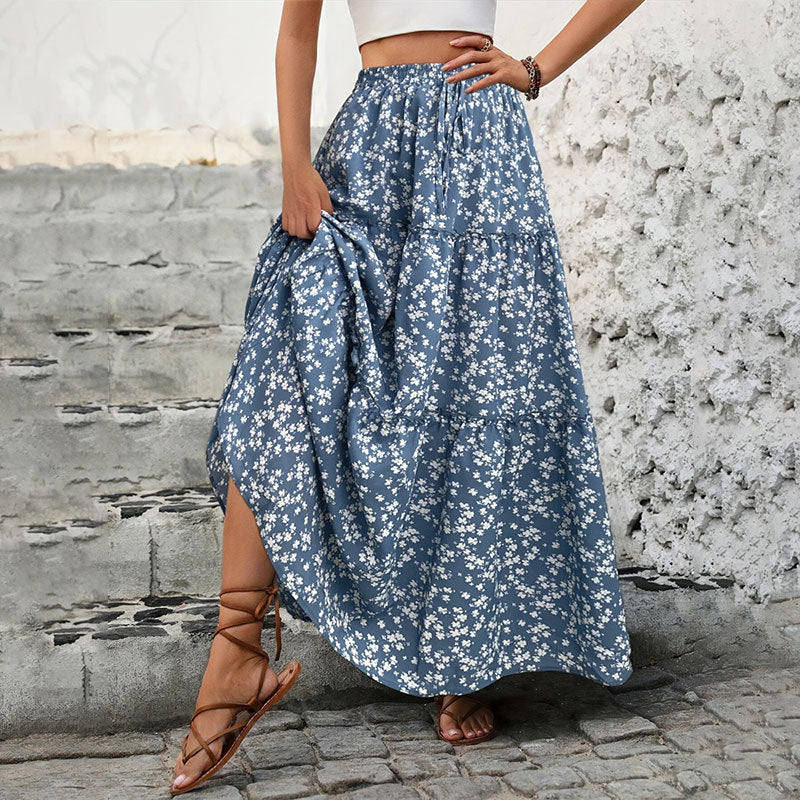Damen Maxi Rock mit floralem Muster W&W