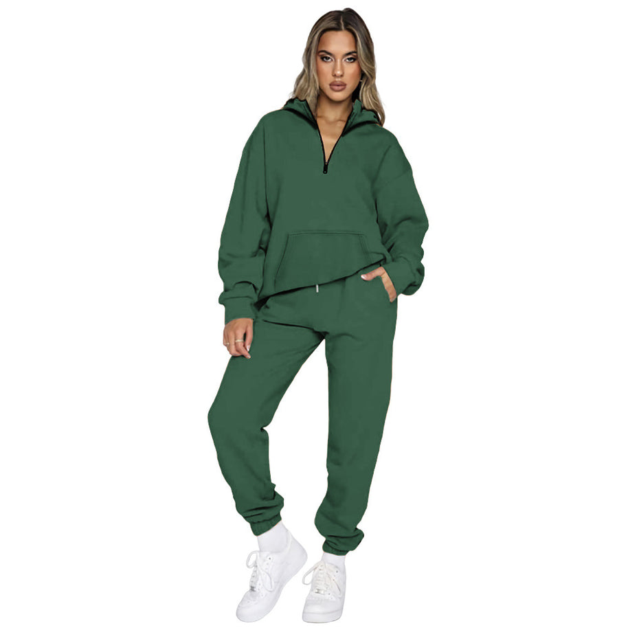 Damen bequemer Sweatanzug mit modernem Reißverschluss und praktischen Taschen WW
