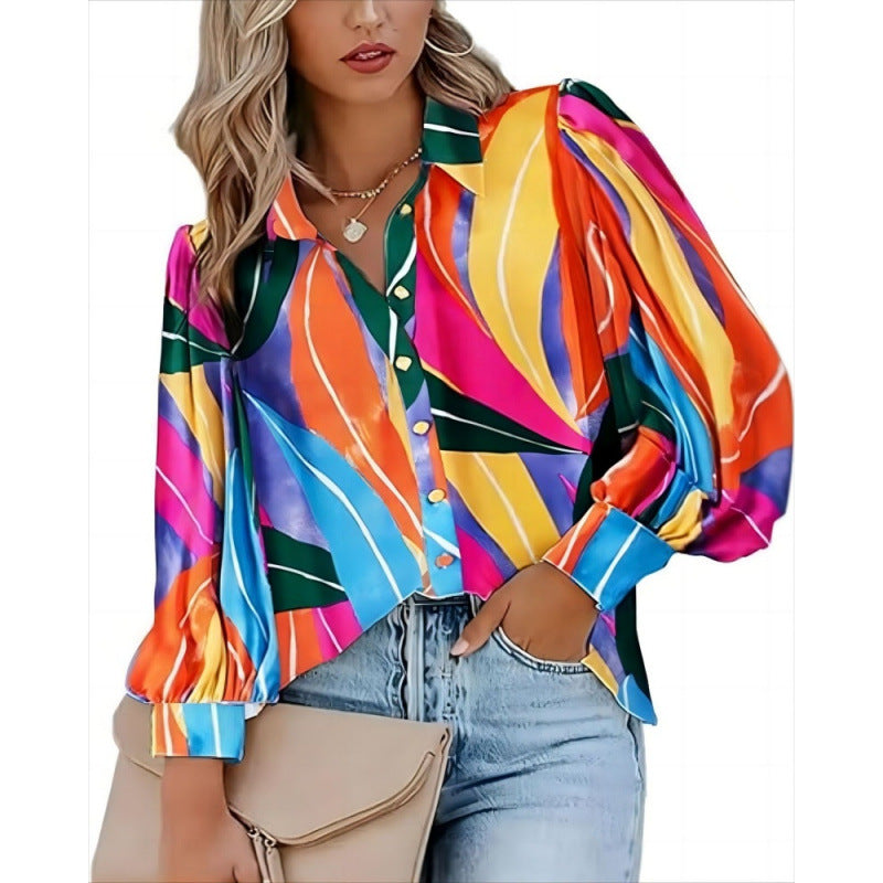 Damen auffällige Bluse mit strukturierten Ärmeln WW