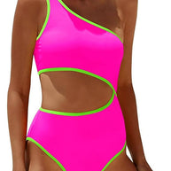 Femme Ein-Schulter Cut-Out Einteiler Badeanzug WW