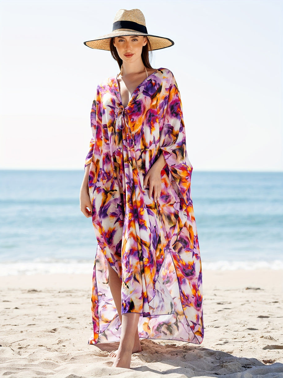 Damen Strandkleid mit lässigem Schnitt und floraler Musterung WW