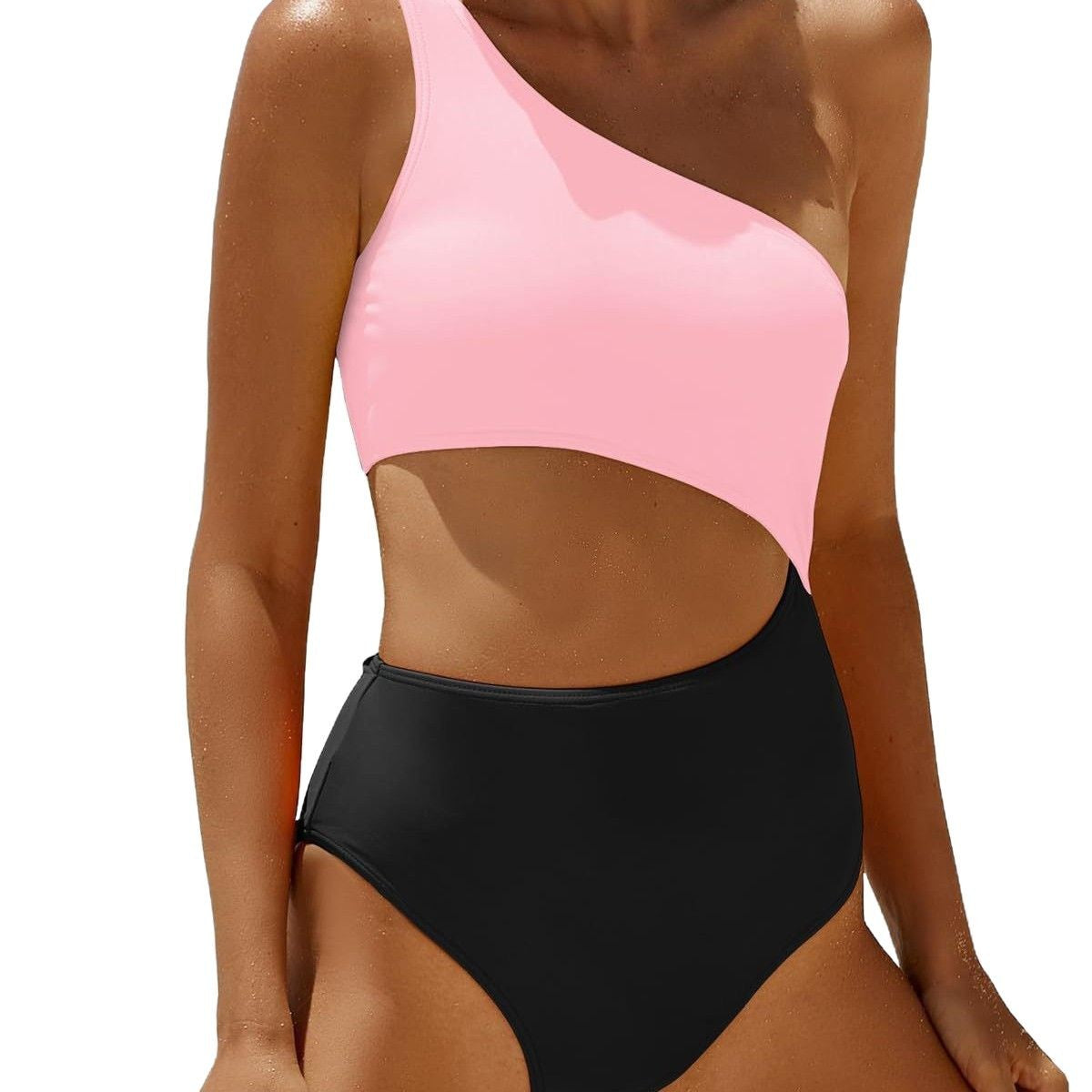 Femme Ein-Schulter Cut-Out Einteiler Badeanzug WW