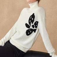 Damen Rollkragenpullover mit floralem Design WW