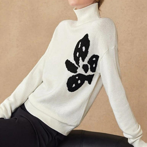 Damen Rollkragenpullover mit floralem Design WW