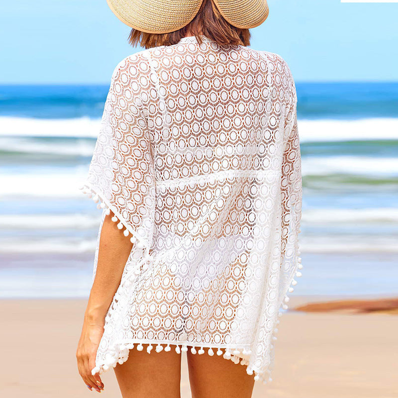 Damen Strand-Übergangsjacke mit Häkelarbeit WW