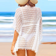 Damen Strand-Übergangsjacke mit Häkelarbeit WW