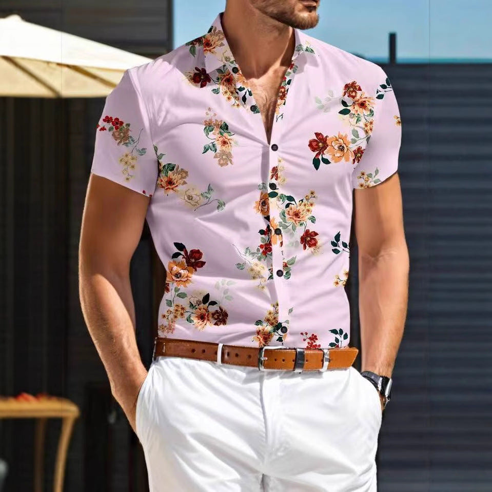 Herren Kurzarm Hemd mit floralem Muster WW