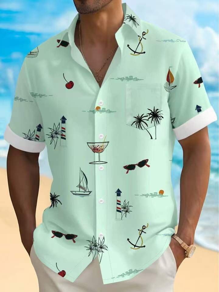 Herren Freizeithemd mit maritimen Motiven WW