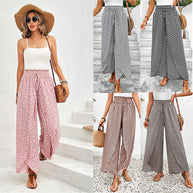 Damen weite Sommerhose mit elastischem Bund und floralem Design WW