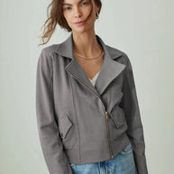 Damen Bikerjacke aus edlem Kunstleder mit modernem Schnitt und feiner Textur WW