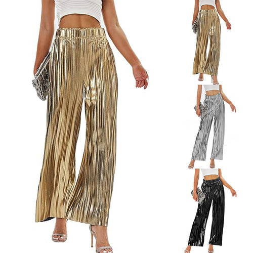 Damen Elegante Plisseehose mit elastischem Bund WW