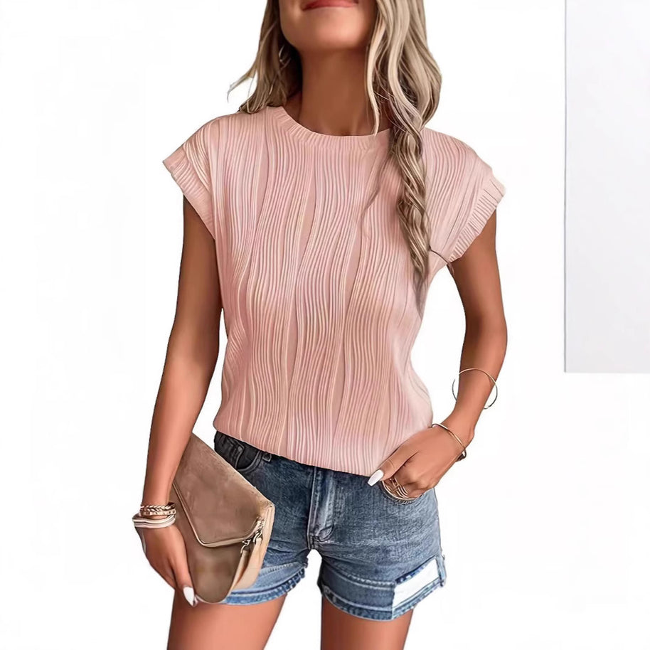 Damen lässiges Plissee-Shirt mit modischem Schnitt und legerem Look WW