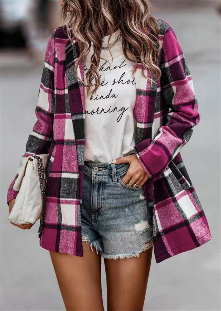 Damen Karierter Wollblazer WW