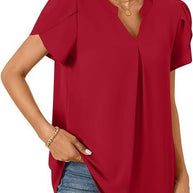 Damen Bluse mit eleganter V-Ausschnitt-Detail und leichten Puffärmeln WW