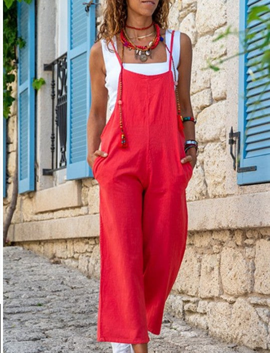 Damen Leichte Sommerhose mit Trägern WW