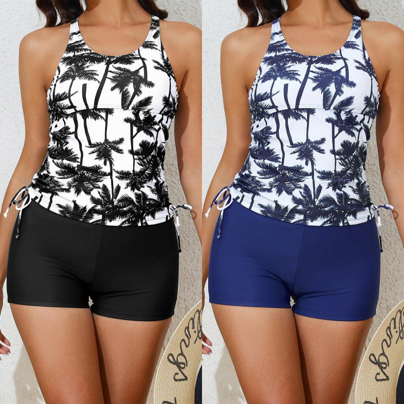 Damen Tankini-Set mit verstellbaren Trägern und modernen Palmendruck WW