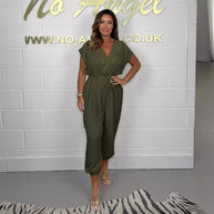 Damen eleganter Jumpsuit mit tailliertem Schnitt und weitem Bein WW