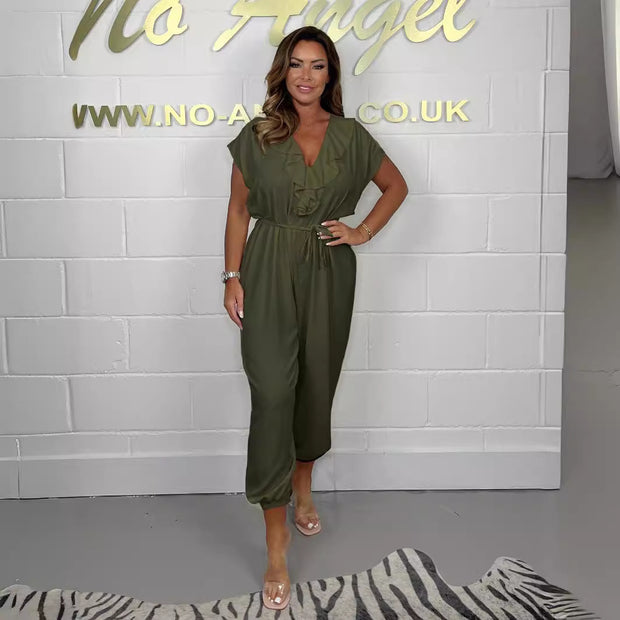 Damen eleganter Jumpsuit mit tailliertem Schnitt und weitem Bein WW