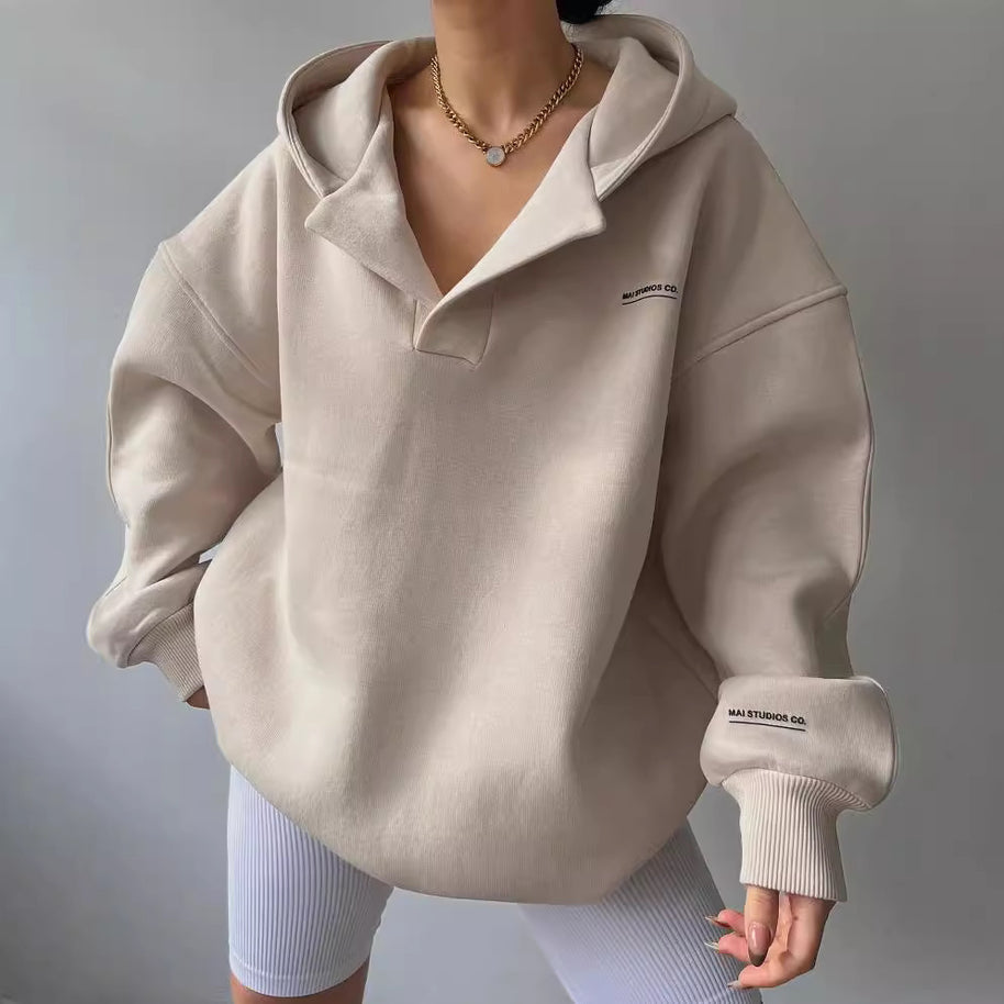 Damen oversized Kapuzenpullover mit Kängurutasche und bequemer Passform WW