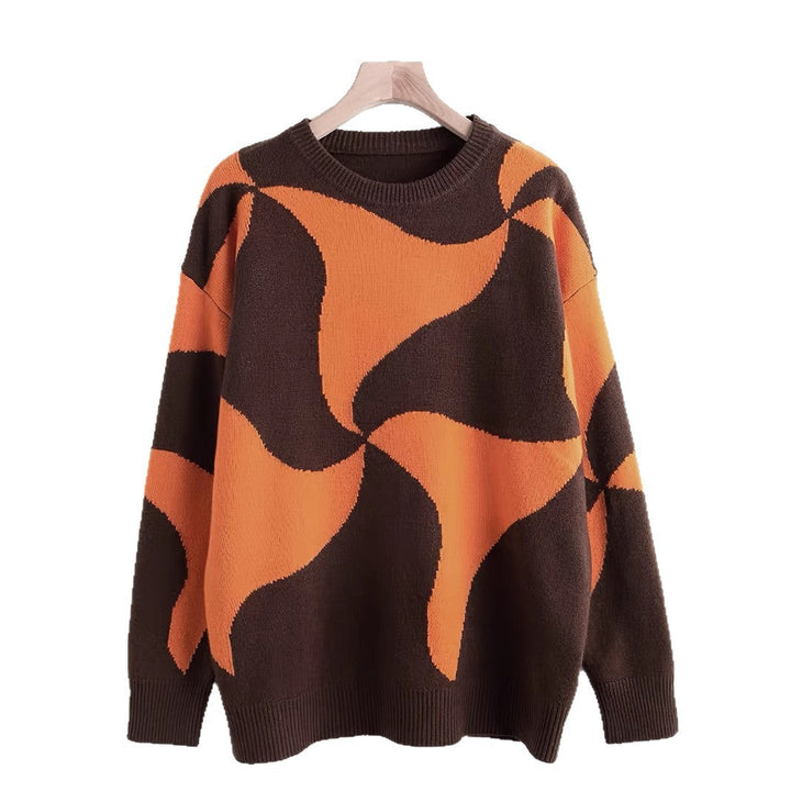 Damen Übergroßer Pullover mit einzigartigem Muster W&W Mode