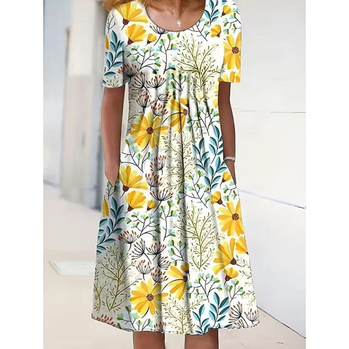 Damen Freizeitkleid mit verspieltem Blumendruck und praktischen Taschen W&W Mode