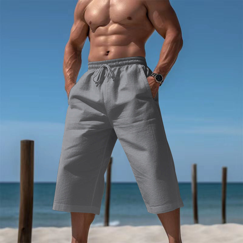 Herren nan lässige knielange Bermuda-Shorts mit elastischem Bund und Tunnelzug W&W Mode