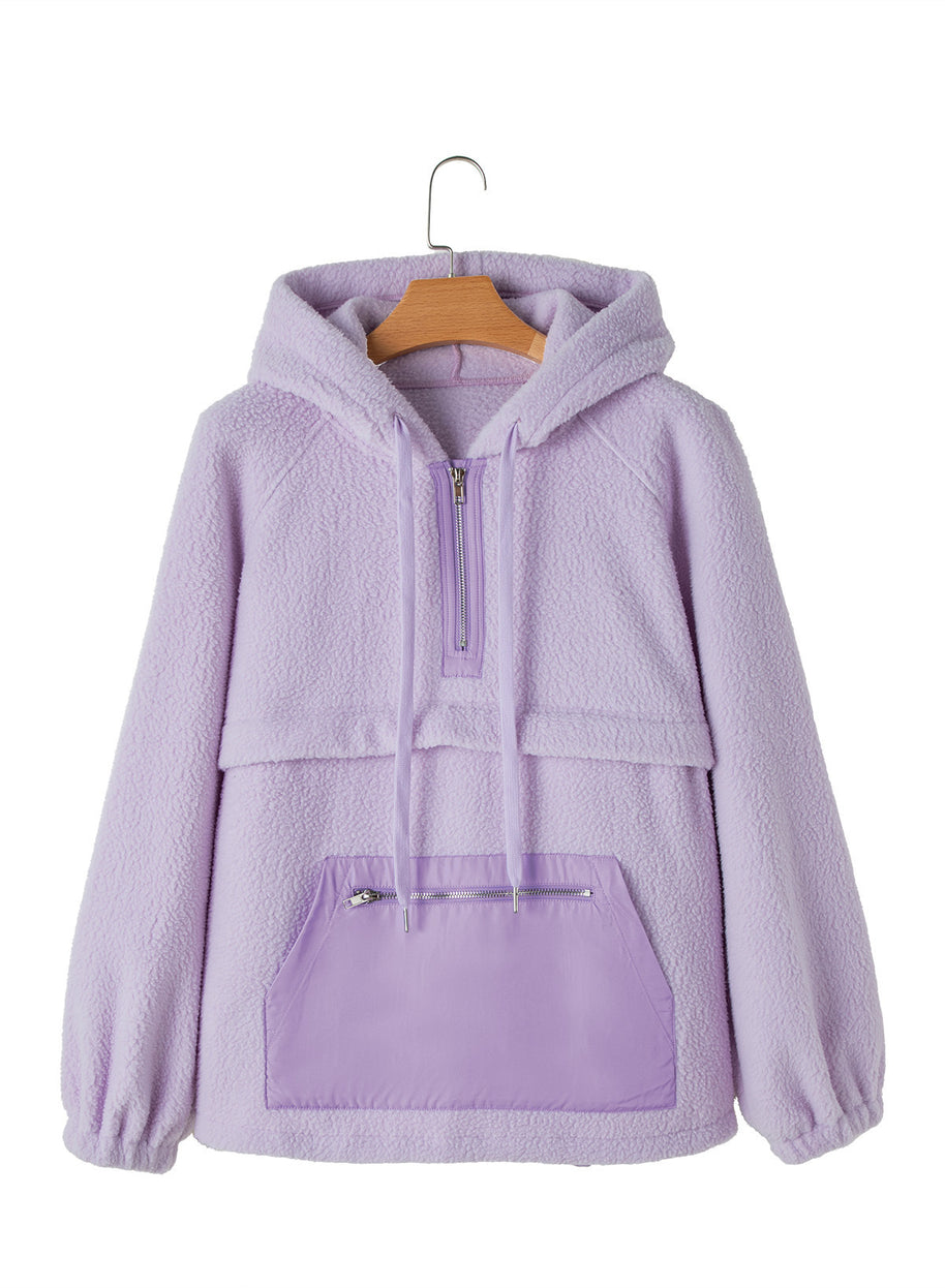 Damen Fleece-Pullover mit hohem Kragen und praktischer Fronttasche WW