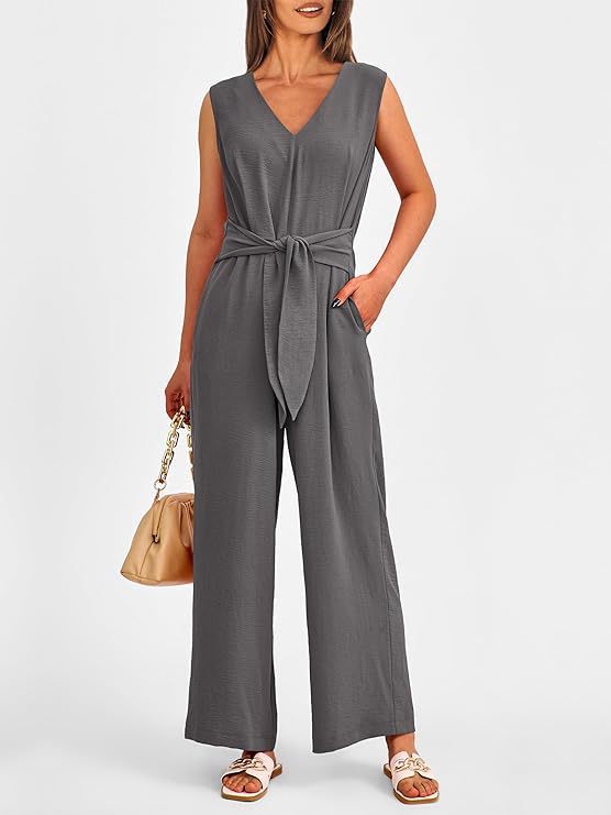 Damen eleganter Jumpsuit mit tailliertem Schnitt und weitem Bein WW