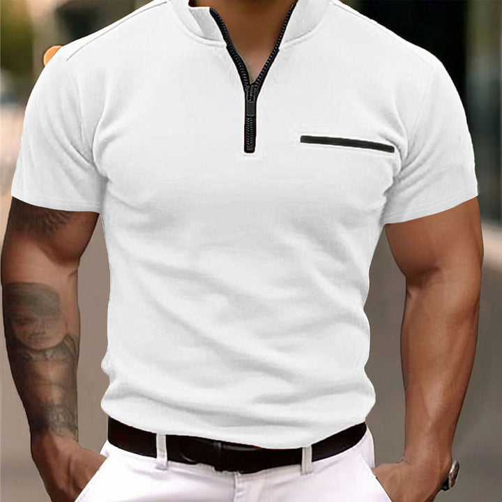 Herren Kurzarm Shirt mit modischem Reißverschluss W&W Mode