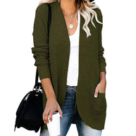 Damen Strickjacke mit offenem Schnitt und seitlichen Taschen WW