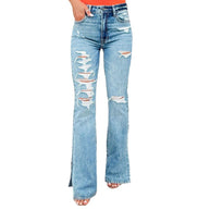 Damen Ripped Flared Jeans WW