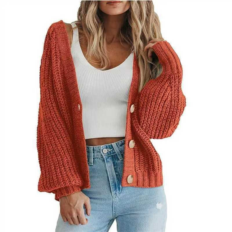 Damen Grobstrick-Cardigan mit Knopfdetails und weitem Schnitt WW