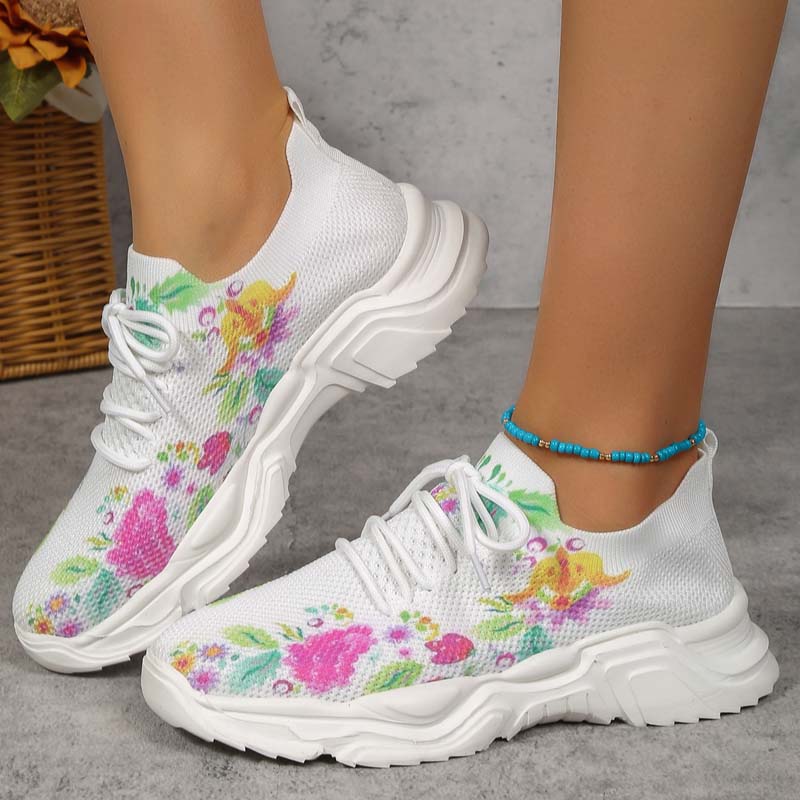 W&W Mode | Breite Sneaker Mit Blumenmuster Für Damen