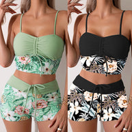 Damen Bikini-Set mit Raffung und edlem Blumendruck WW