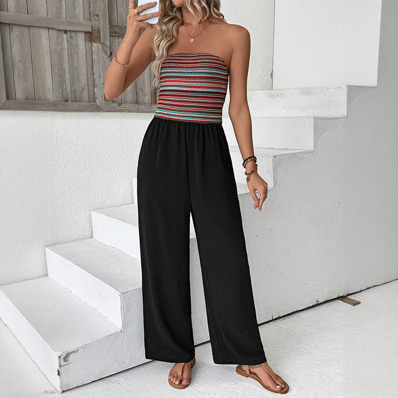 Damen Jumpsuit mit Bandeau-Oberteil und weitem Bein WW