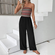 Damen Jumpsuit mit Bandeau-Oberteil und weitem Bein WW