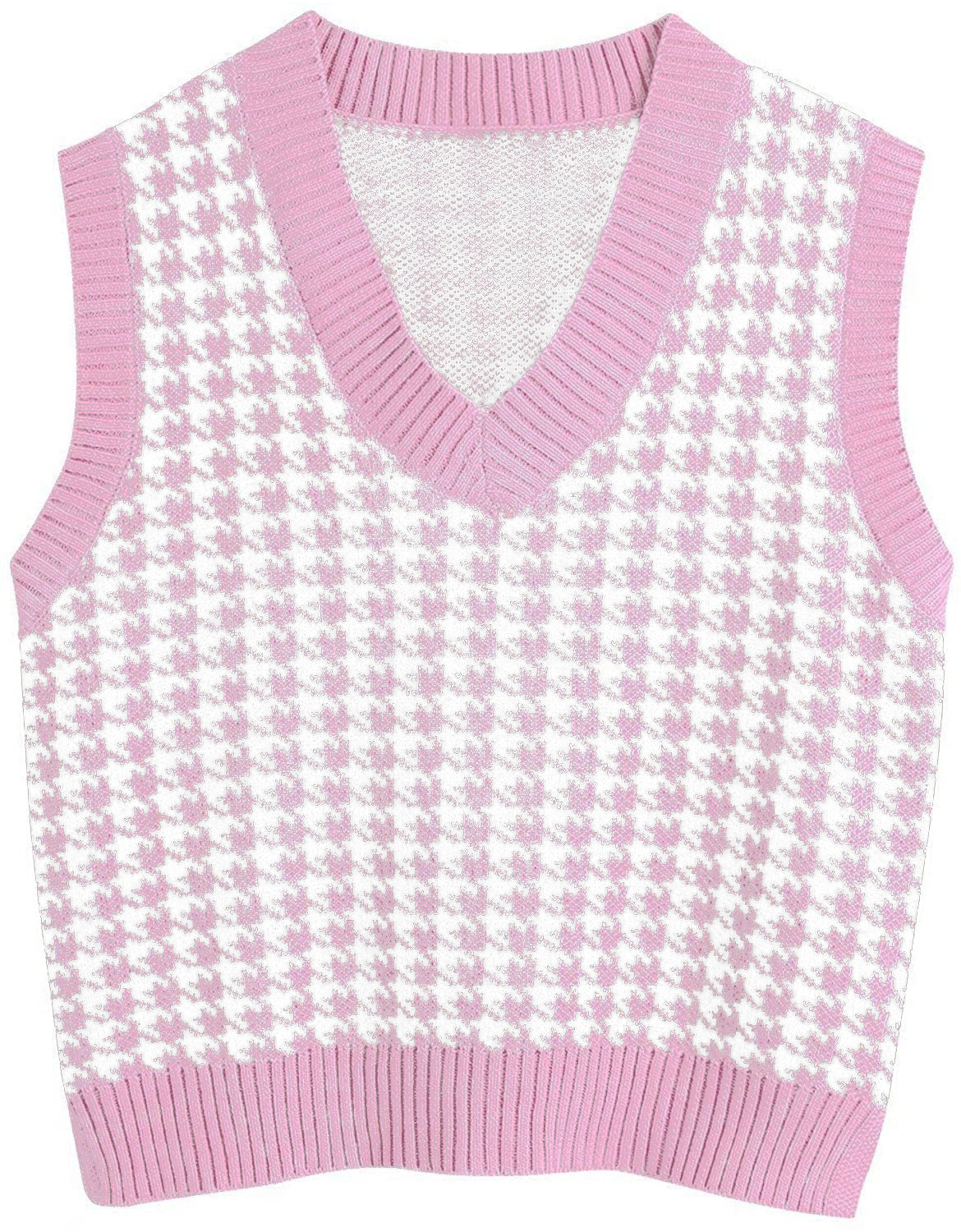 Damen Strickweste mit modernem Hahnentritt-Muster WW