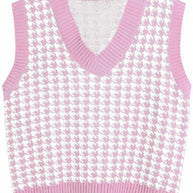 Damen Strickweste mit modernem Hahnentritt-Muster WW