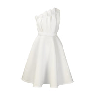 Damen A-linien Kleid mit voluminösen Rüschen und elegantem Taillengürtel WW