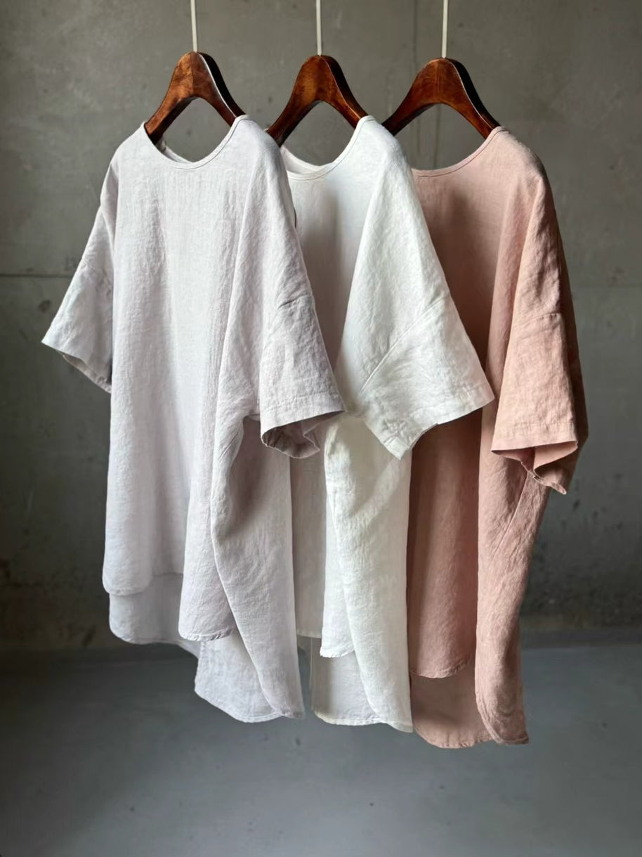 Damen Relaxed Fit Leinen T-Shirt WW