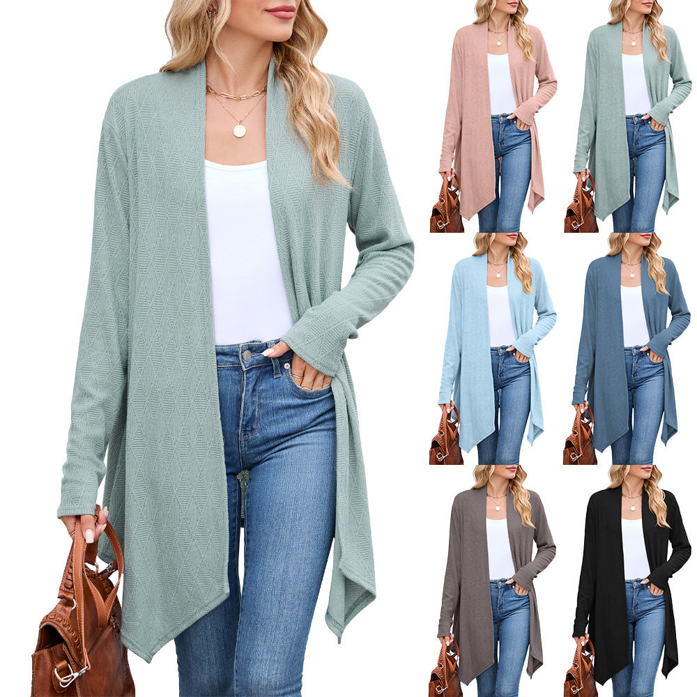 Damen Strickjacke mit asymmetrischem Schnitt und Strukturmuster WW