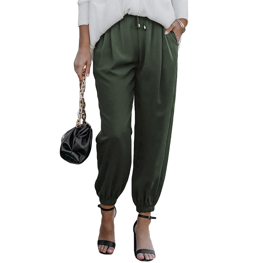 Damen lässige Freizeithose mit elastischem Bund und praktischen Taschen W&W Mode