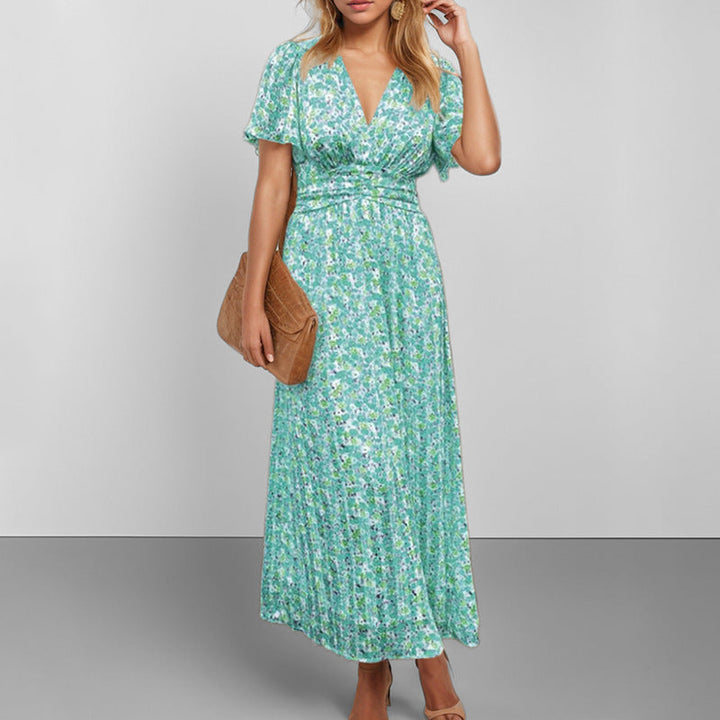 Damen Maxikleid mit floralem Schnitt und elegantem Wickeloberteil W&W Mode