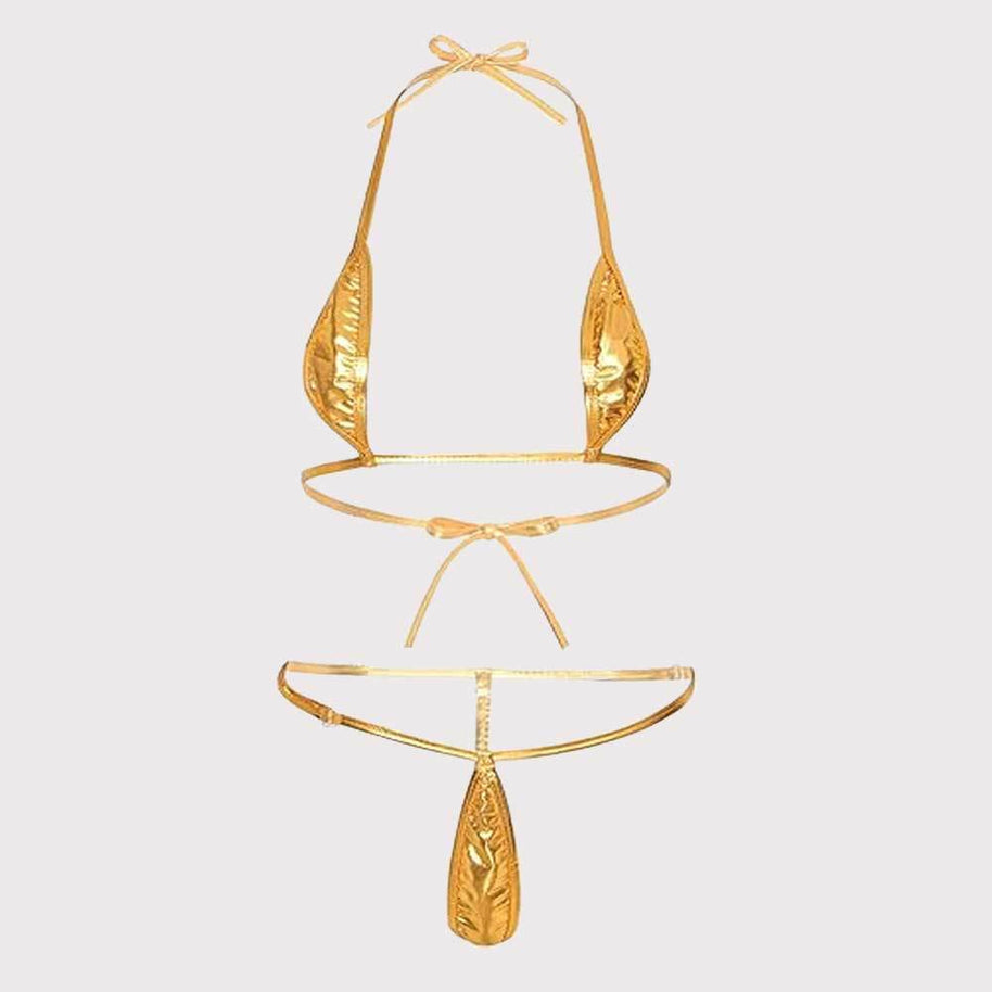 Damen Bikini-Set mit glänzendem Design und verstellbaren Trägern W&W